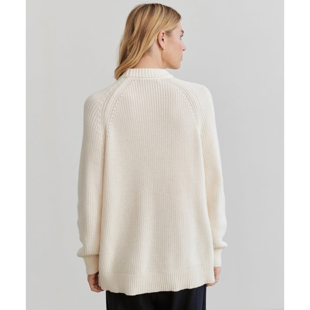 Jenni Kayne Oversized Cotton Fisherman Sweater Classic Ivory M 100% Cotton Knit - Picture 13 of 13
